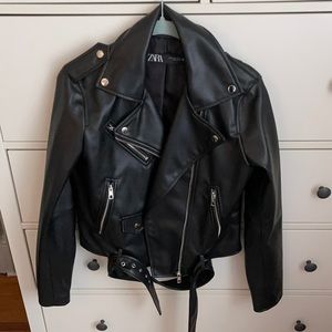 Zara faux leather biker jacket